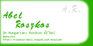 abel roszkos business card